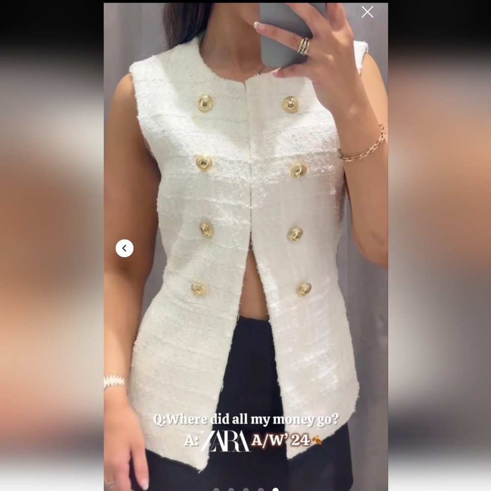 Zara * Tweed Textured Vest Blazer Size S